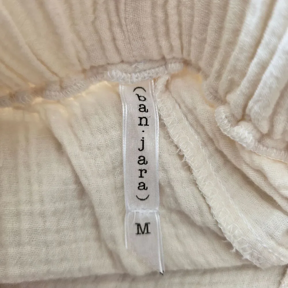 ban jara Gauzy Cotton Lightweight Pull-on Pants Size M Beachy Coastal Casual